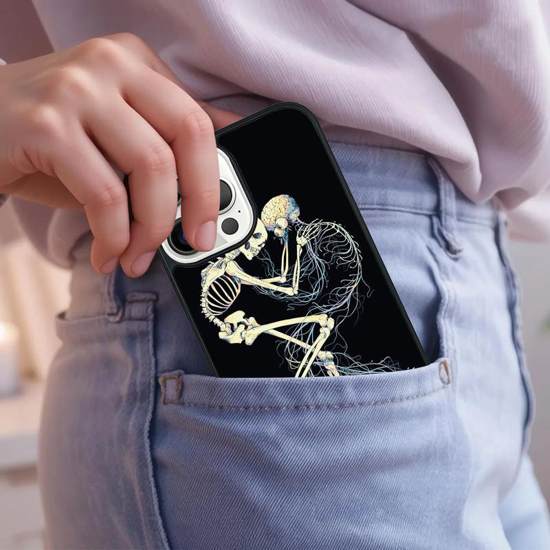 Skeleton Skull Art soft Phone Case For iPhone 17 Air 15 16e 14 13 Pro Max Coque 12 11 Pro Max PLUS cover iPhone 12pro max