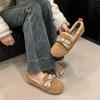 Winter Fluffy Shoes Winter Retro Birkenstocks Flat-soled Soft-soled Outer Wear Velvet Warm Cotton Shoes