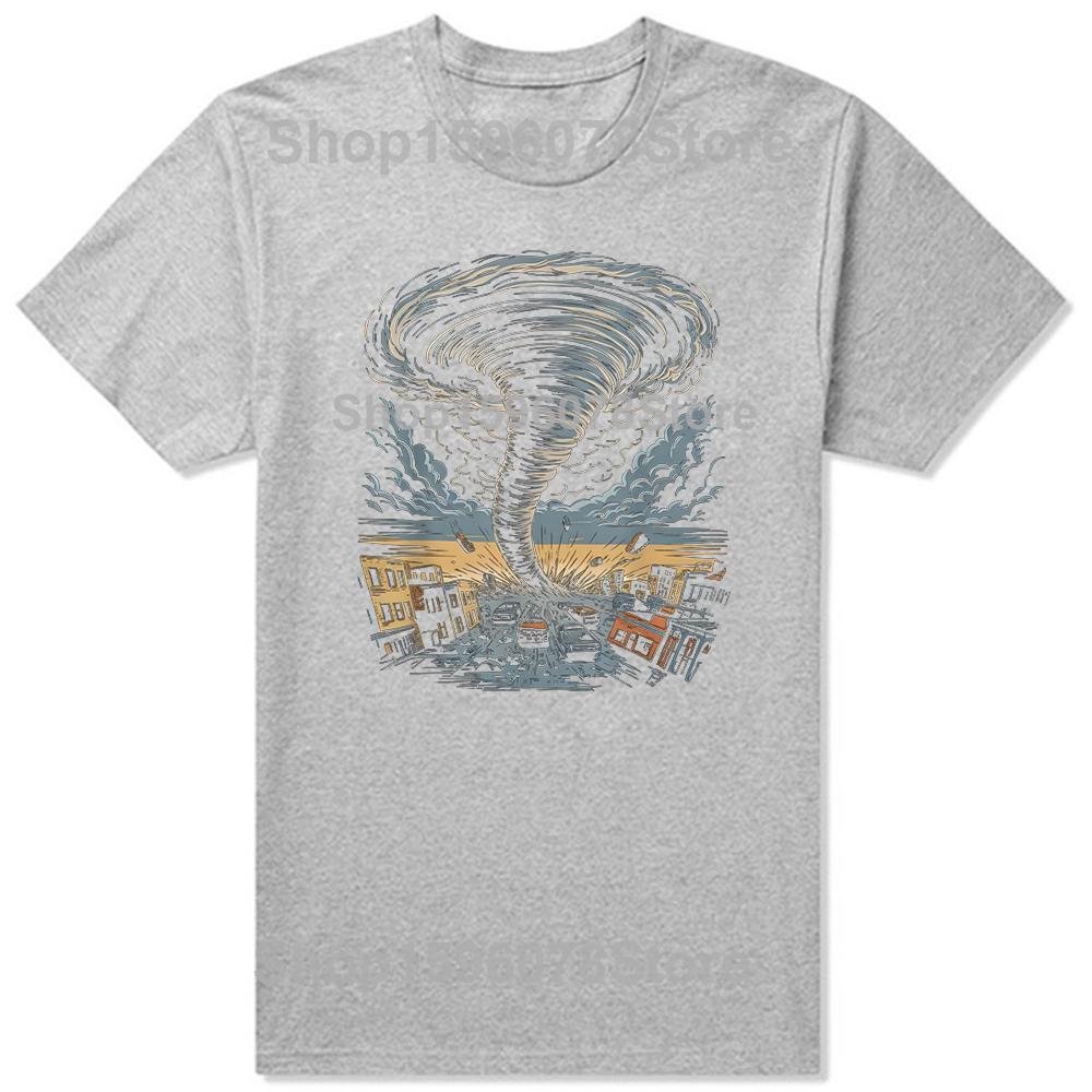 Funny Tornado Weather Meterologist Storm T Shirts Men Pure Cotton Humor Streetwear Tee Shirt Short Sleeve Unisex Loose Clothing