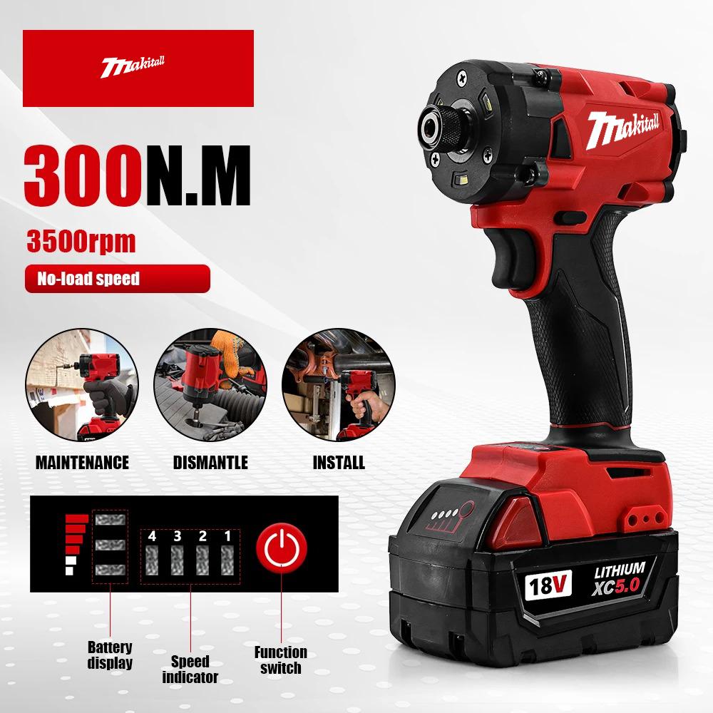 multi-fit impact driver long life strong driving force easy to control 20v rechargeable power tool for Milwaukee battery pin