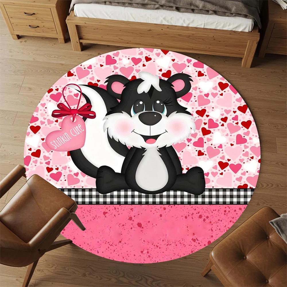 1pc Skunk Cute Round Chair Mat Office Area Rug - Non-Slip, Floor Mat for Office, Bedroom, Ideal Home Decor Gift C0112064
