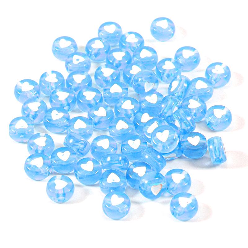 100pcs/Lot Acrylic Color Heart Beads Transparent Flat Round Loose Spacer Bead for Jewelry Making DIY Handmade Bracelet Supplies
