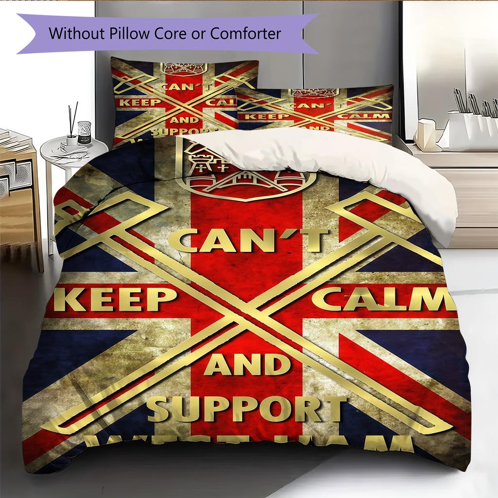 WHUFC Logo Bedding Quilt Set Quilt Cover Pillowcase Home Decoration Birthday Gift (1 * Duvet Cover + 2 * Pillowcase, Without Core)