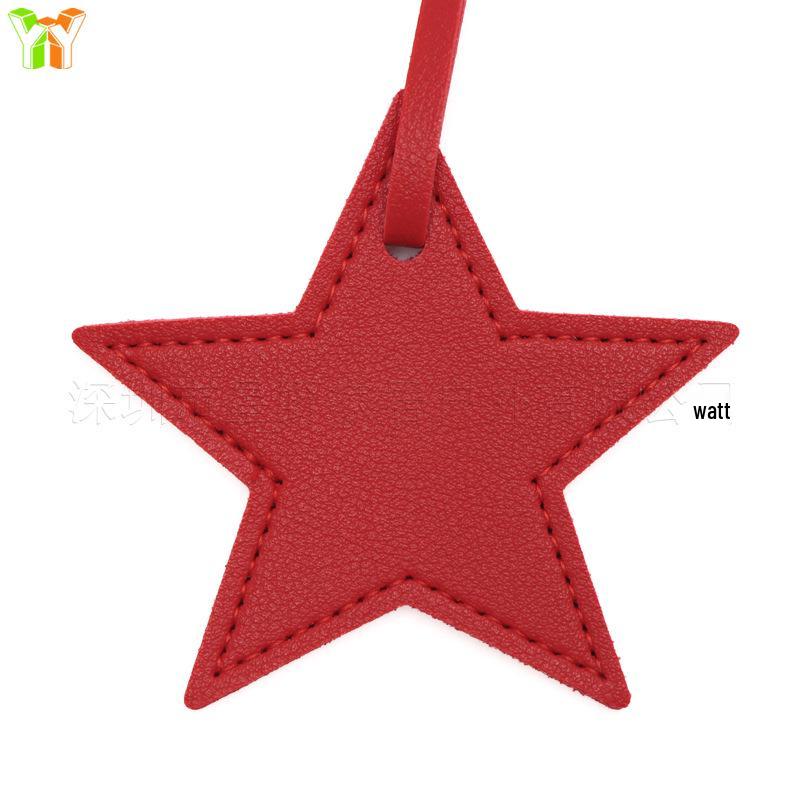 Japanese-Korean Simple Star Pendant Bag Ornament with Leather Lanyard