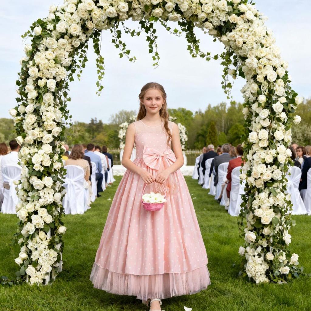 Neuer Stil Teenager Brautjungfern Mädchen Formelles Netzkleid für Abschlussfeier, Aufführung und Chor