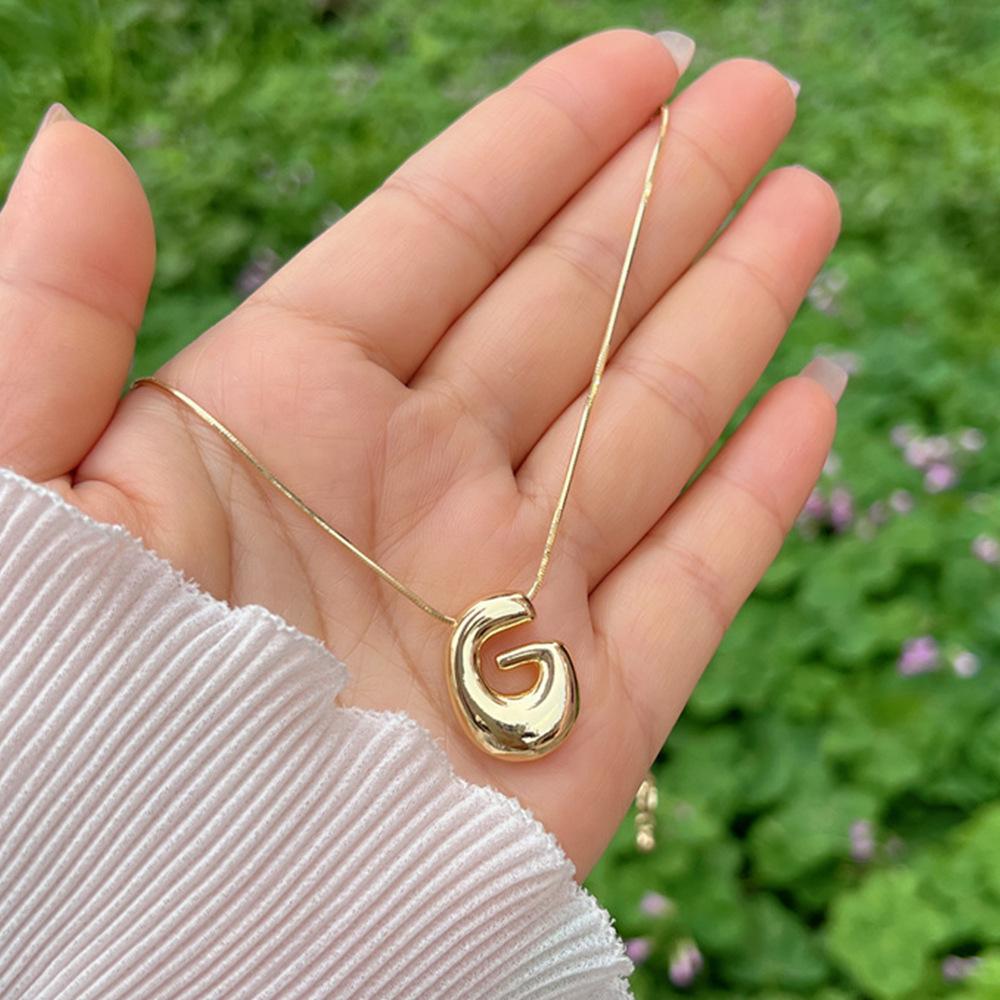 18K Gold Copper-Plated A-Z Balloon Bubble Alphabet Pendant Necklace, 2024 Stylish Glossy Design.