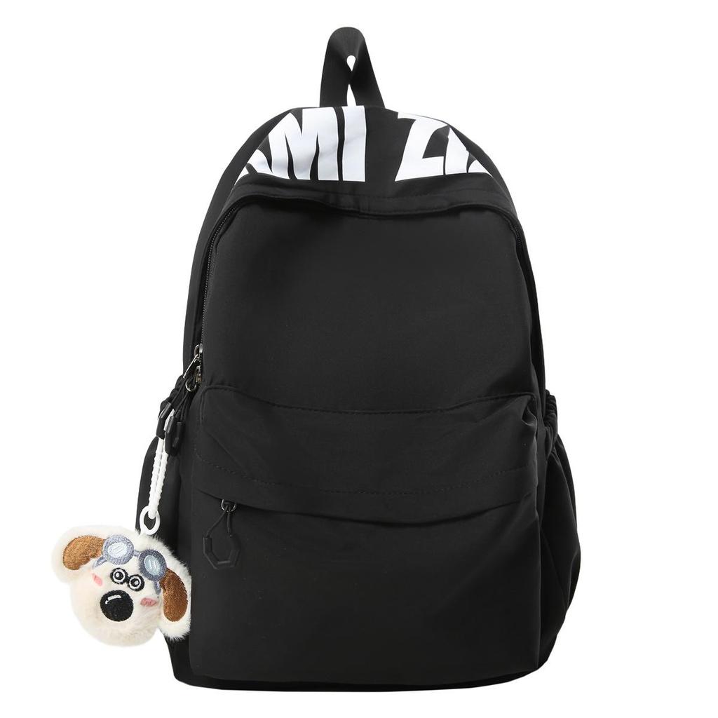 Versatile Letter Print Backpack for Students - Large Capacity for Junior High, High School, University, and Commuting.