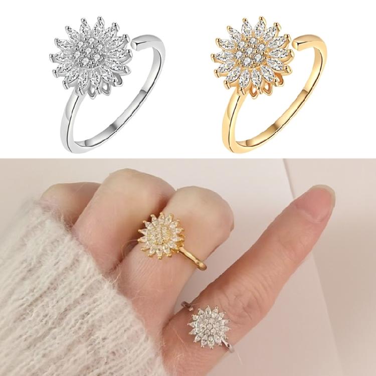 Adjustable Womens Spinner Jewelry Gold Design Stress Relief Zirconia