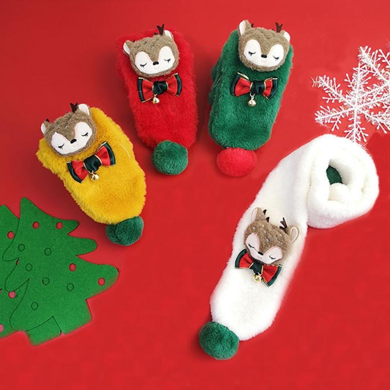 Thicken Faux Fur Plush Christmas ScarfCross Collar Scarf Wrap Winter Neck Warmers For Women Winter Warm Scarf