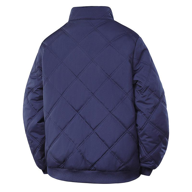 2025 autumn and winter new middle-aged and young people plus fleece stand-up collar machine line cotton clothes plus fleece thick large size