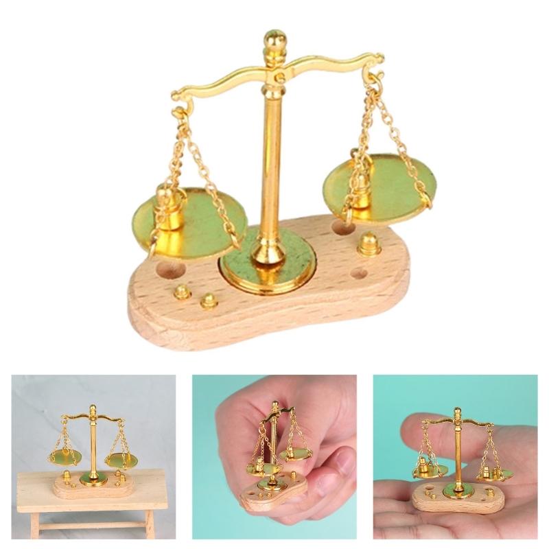 Educational Miniature Scale Toy for 1/12 Scale Doll House Antique Balance Scale Model Figure for Kids Pretend Play Game