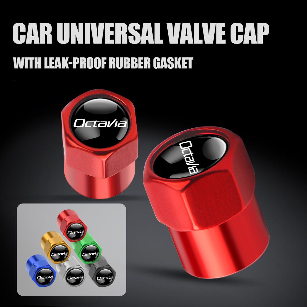 2025 New 4Pcs Car Emblem Tire Valve Covers Dust Caps For Skoda S VRS VII Octavia Superb A5 A7 3 Kodiaq Fabia Rapid Kamiq Yeti Ka