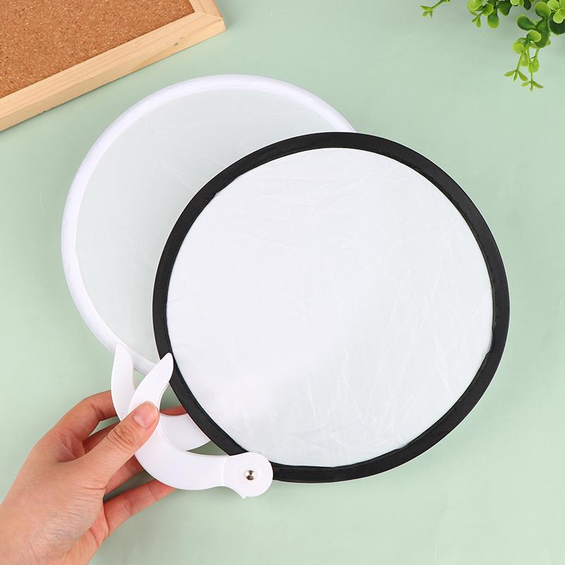 1Pc Portable Foldable Blank Round Fans Simple Summer Mini Handheld Fan Decoration Crafts Diy Dance Painting Decorative Fan