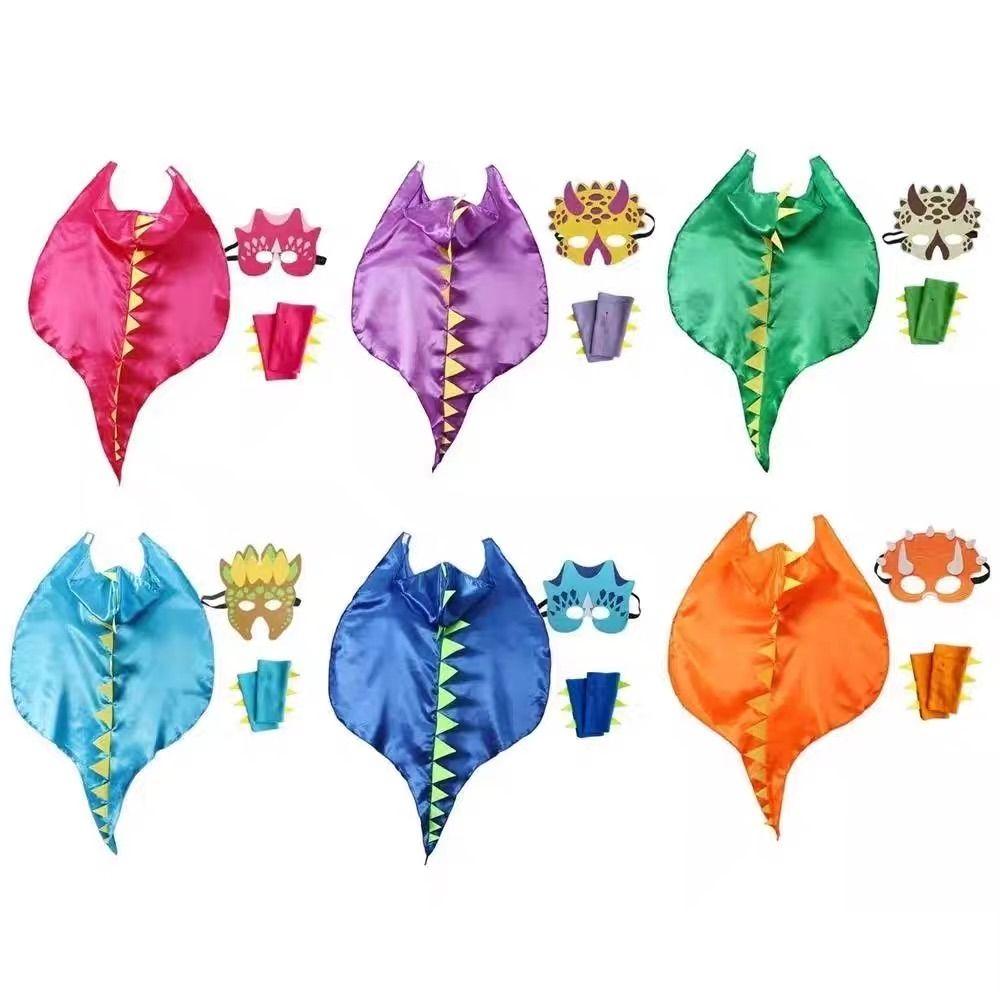 Hooded Cape Halloween Kids Costume Mask Dinosaur Costume Fancy Dragon Cloak  Kids