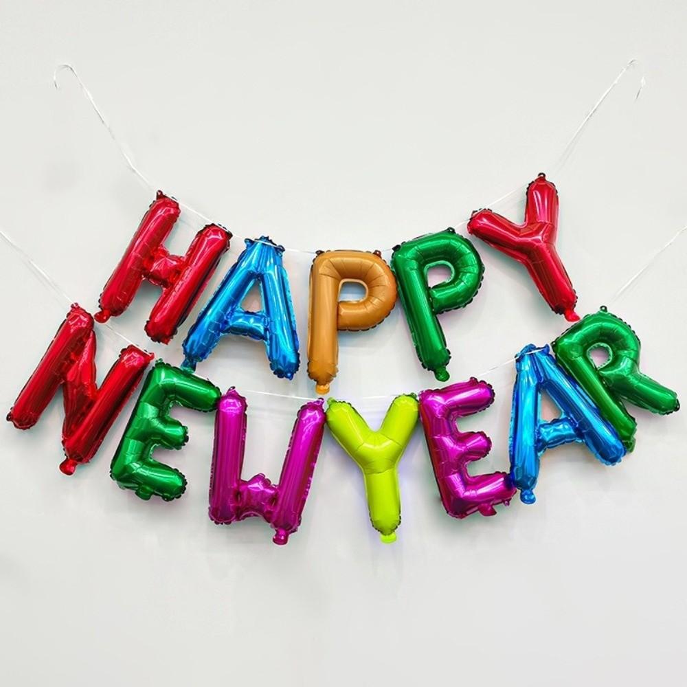 Happy New Year 2026 Alphabet Balloons Inflatable New Year Decoration Colorful Foil Balloons Party Supplies Holiday Ornaments