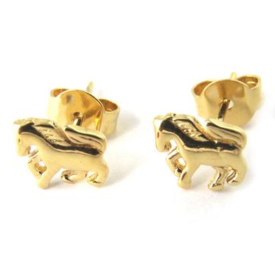 [M7056] - Gold Plated 'Horses' Earrings