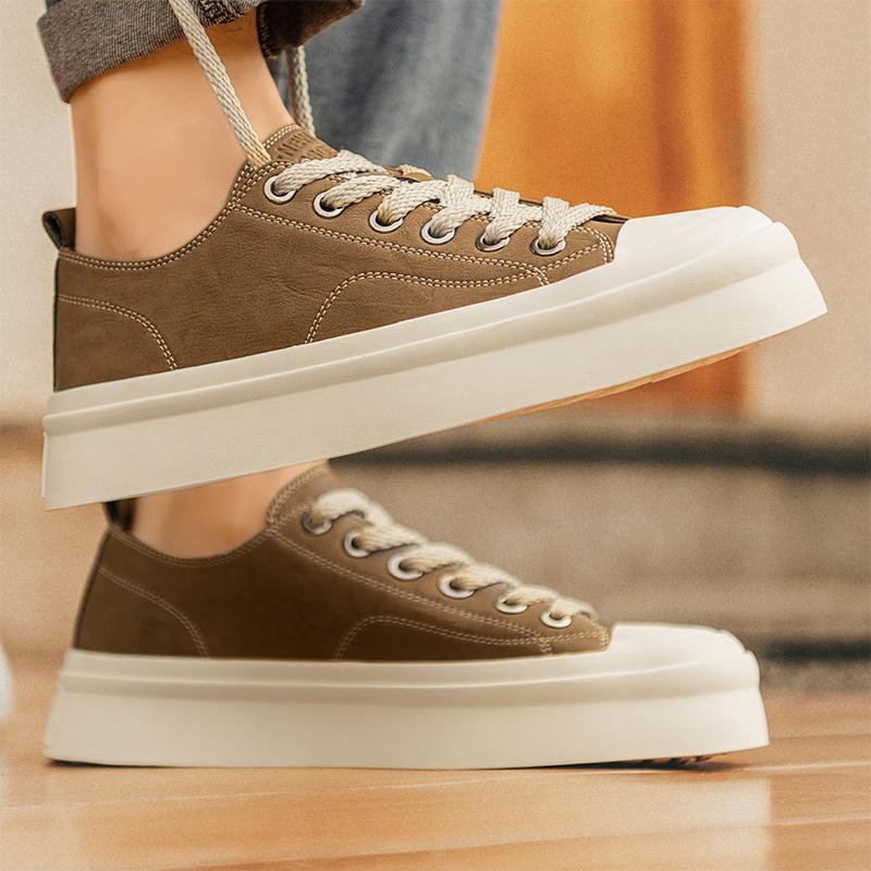 New casual men's Leather board shoes Trendy minimalist design style Daily office outdoor fashion party Youth quality Black shoes