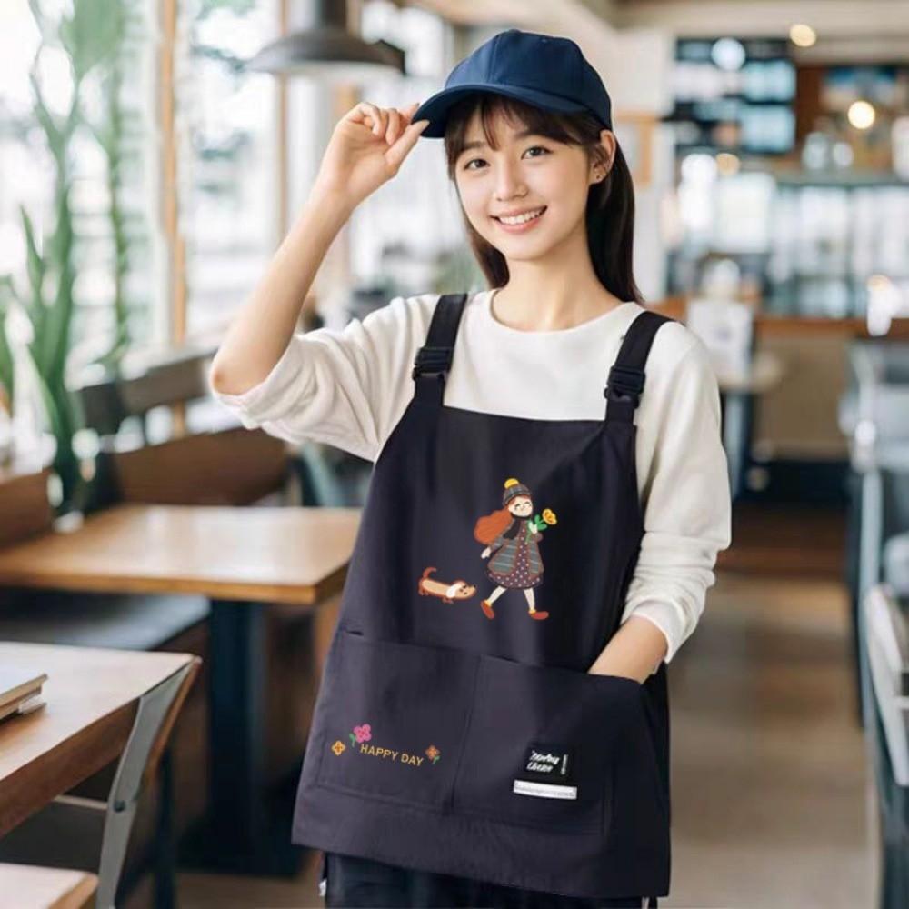 New Waterproof Cartoon Apron Sleeveless Breathable Cooking Aprons Large Pocket Anti-fouling Work Apron Home Kitchen