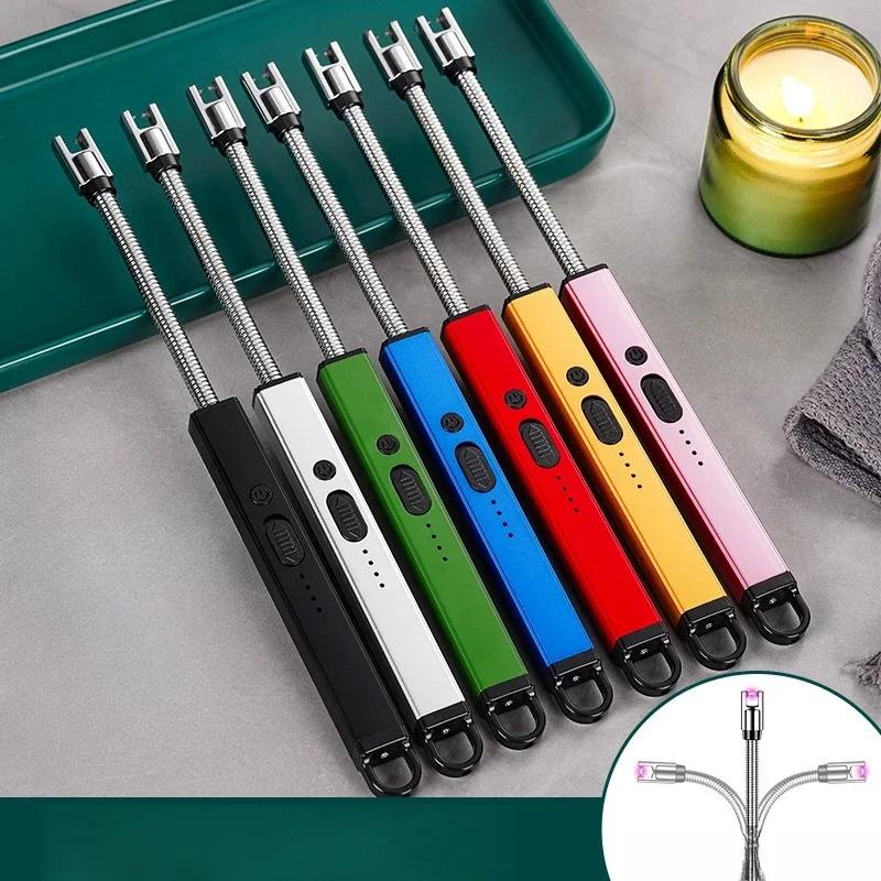Furtun 720° Rezistent la vânt Aprinzător electronic cu impulsuri Blocare de siguranță Afișaj baterie Bucătărie de camping în aer liber Brichete electrice cu încărcare USB