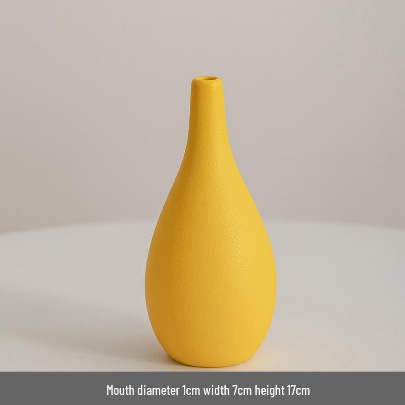 Modern Minimalist Black Ceramic Vase for Home Décor - Small Dried Flower Vase for Living Room