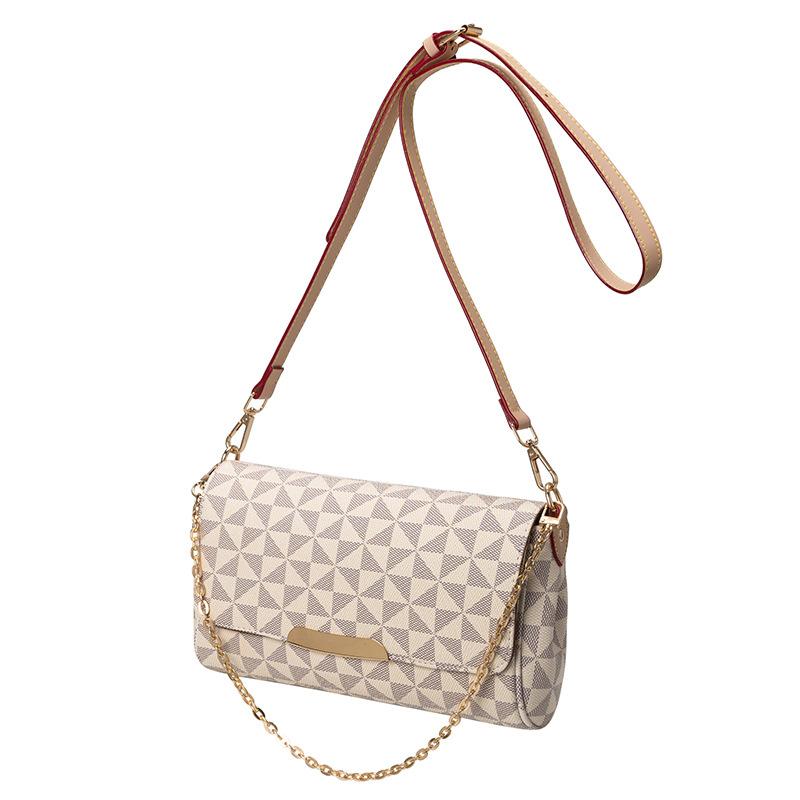 New Women's Bag Fashionable Retro Printed Plaid Small Square Bag Versatile Chain Single Shoulder Messenger Bag