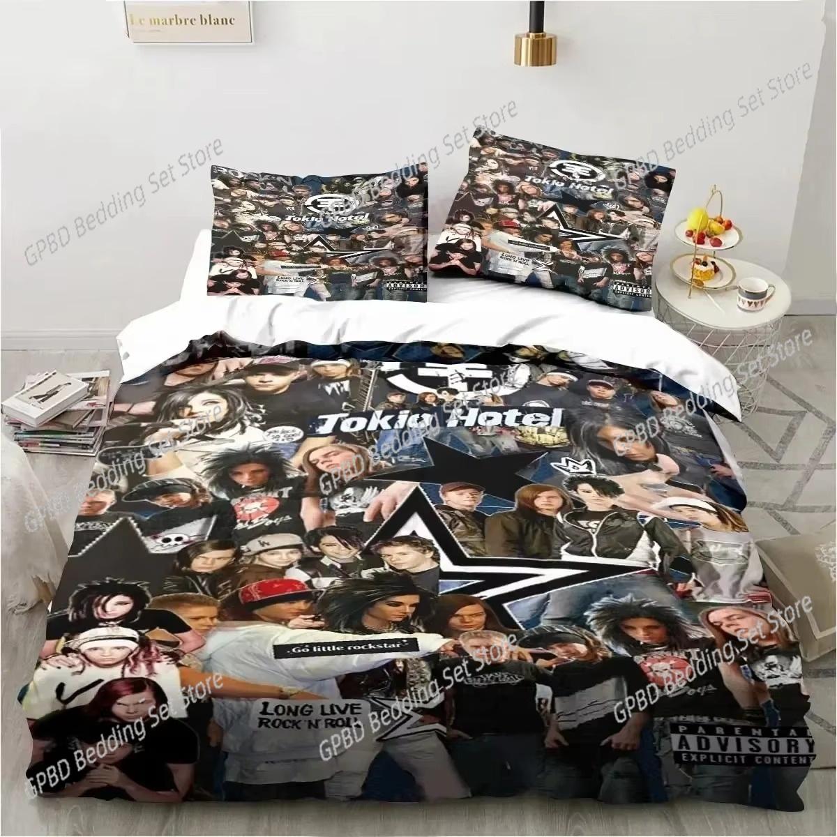 

3D Print Tokio Hotel Bplus Beding Set Bedrom Soft Modern Bedspreads Comefortable Children Kids Soft Duvet Cover Comfortable Quilt Cover And Pilowcase 100*200cm Single