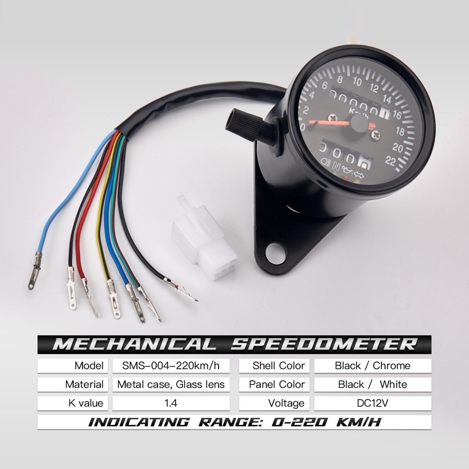 KKMOON Cafe Racer Retro Custom Motorcycle Mechanical Speedometer with LED Indicator Odometer 220km/h