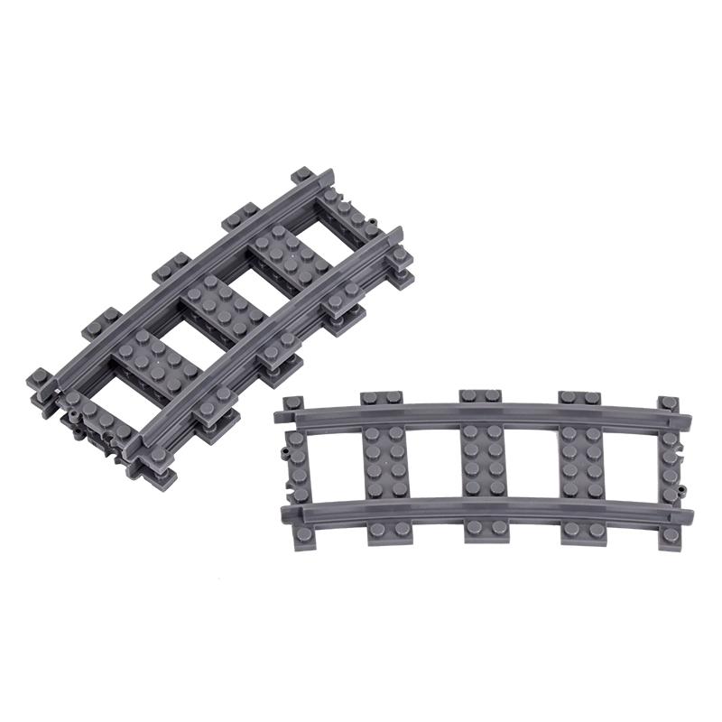 MOC City Block Switch Cross Forked Curved Rails Construction Brick Train Rail Curve Tracks R56 R72 R88 R104 Creative DIY Toy