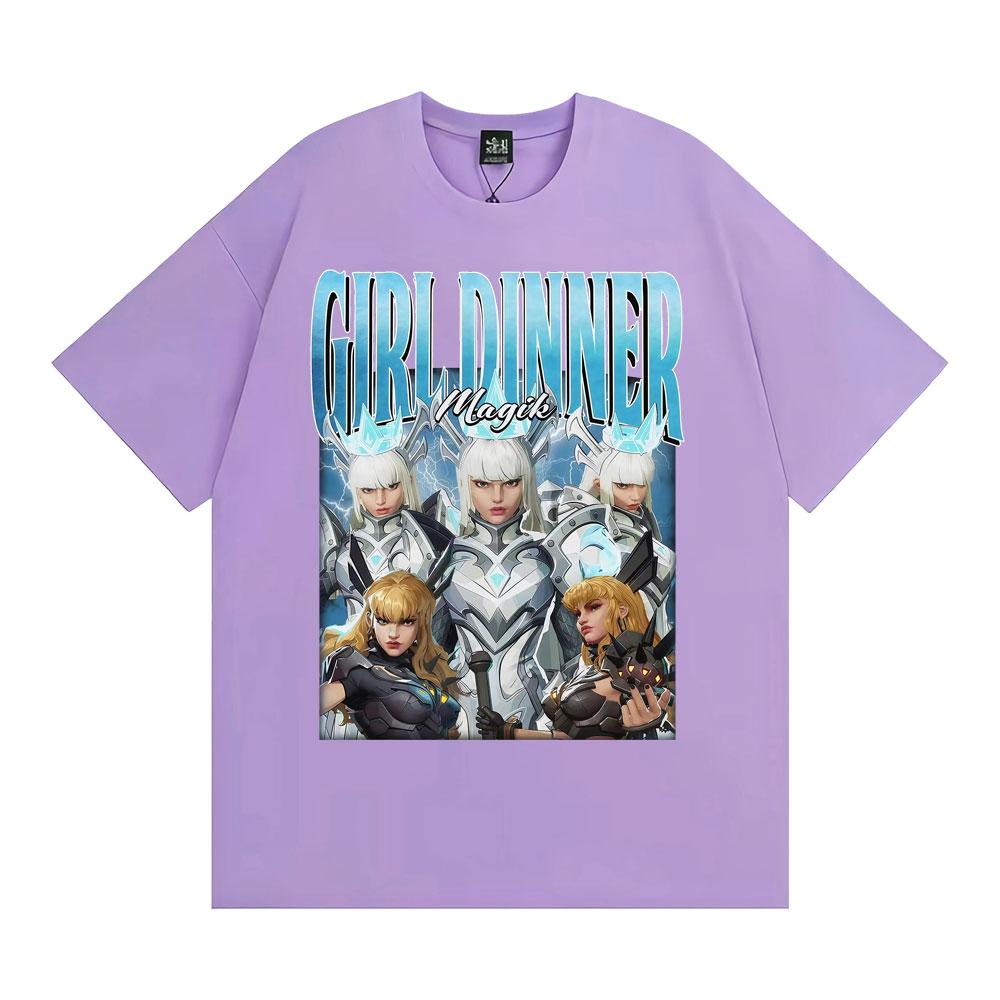Anime Girl Dinner Magik Vintage Graphic T Shirt Marvel Rivals Characters T-shirts Men Women Y2k Fashion Casual Oversized T-shirt