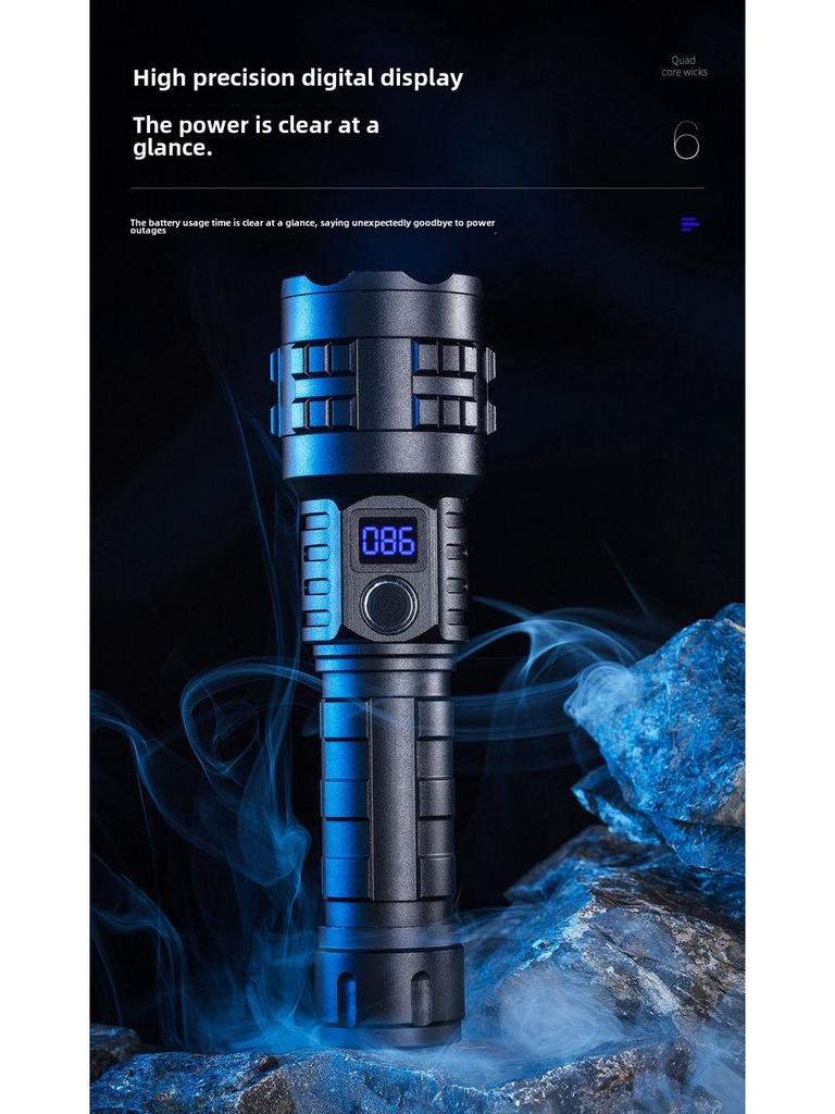 Best-selling Tactical Flashlight with USB-C Rechargeable Battery and Digital Display for Home and Outdoor Use.