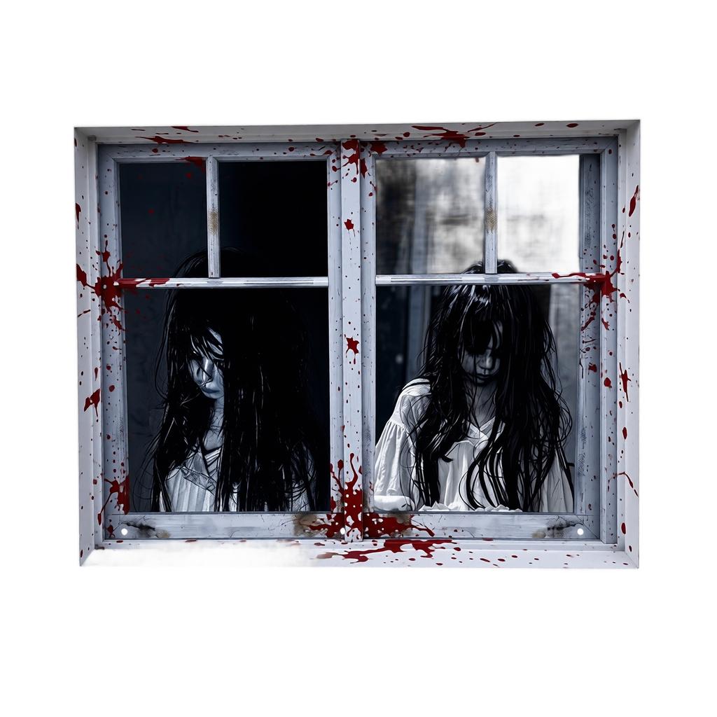 Halloween Window Banners 2 Pack Scary Horror Decorations for Home Décor
