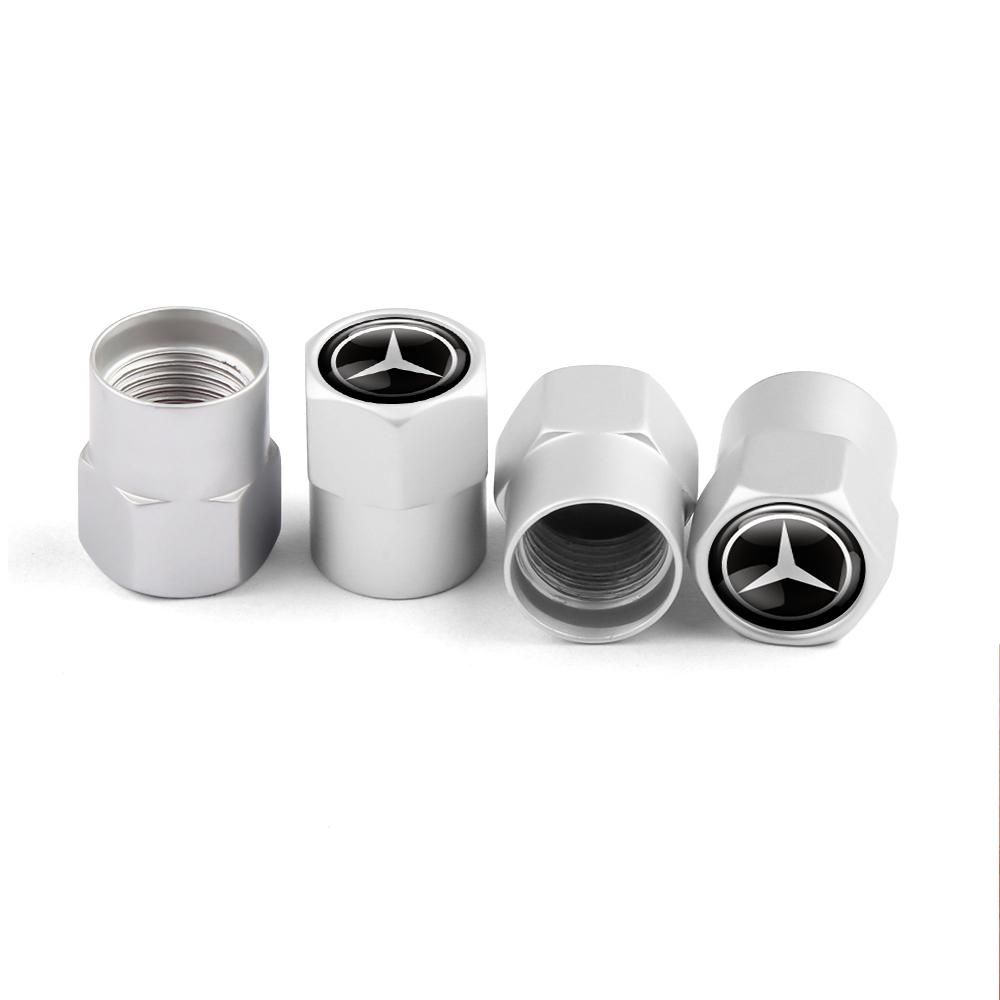 

4pcs Metal Car Badges Wheel Tire Valve Caps Covers Car Accessories For Mercedes Benz New A/B/C/E/S Class C200L GLC AMG W212 W213