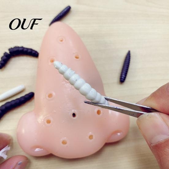 Creative Novelty Items Nose Pimple Popping Toy with Tweezers And Worm, Funny Stress Relief Prank Focus Concentration Toys Game for Party, Flexible TPR