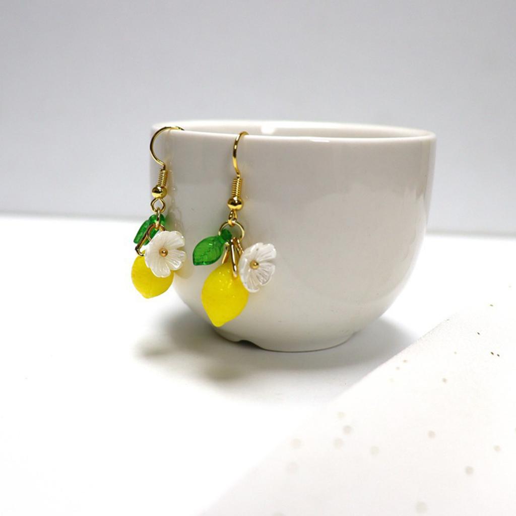 Mediterranean Inspired Lemon Earrings Comfortable Wear Sterling Silver Hook Decoration for Trendy Women Everyday Wear
