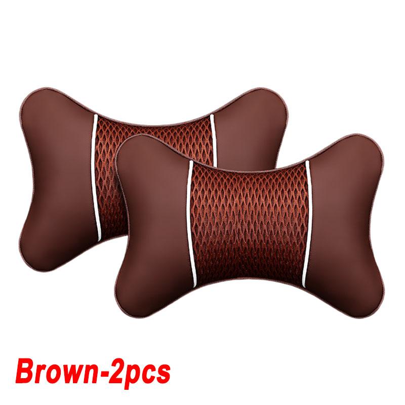 PU Leather Knitted Car Pillows Headrest Neck Rest Cushion Support Seat Accessories Auto Black Safety Pillow Universal Decor