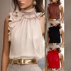 European and American Sexy Babes Sleeveless Shirt Women's Summer Polyester Lotus Leaf Collar Temperament Commuting