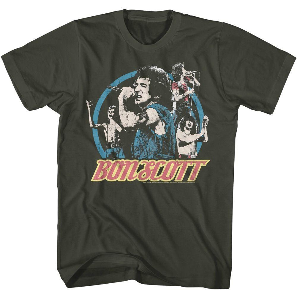 Bon Scott Multi Image Circle Smoke Music Shirt S