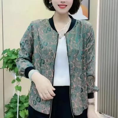 Damen Frühling Übergröße Locker Chiffon Print Langarm Jacke Herbst Umstandsmode Baseballjacke