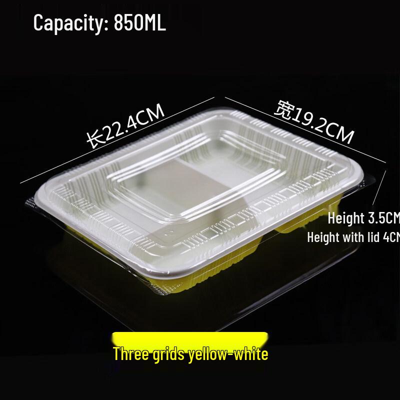 ZISIZ Disposable 3-Compartment Plastic Meal Box