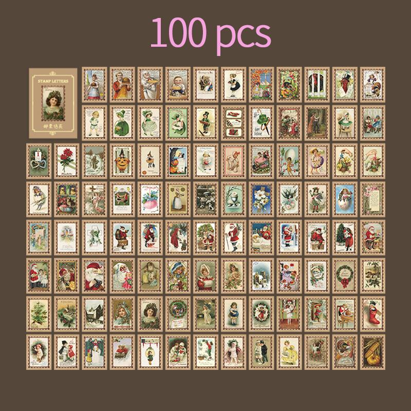 100 pcs Christmas theme Material paper book Mini Decorative Diary Album Scrapbooking accessories Junk Journal Supplies