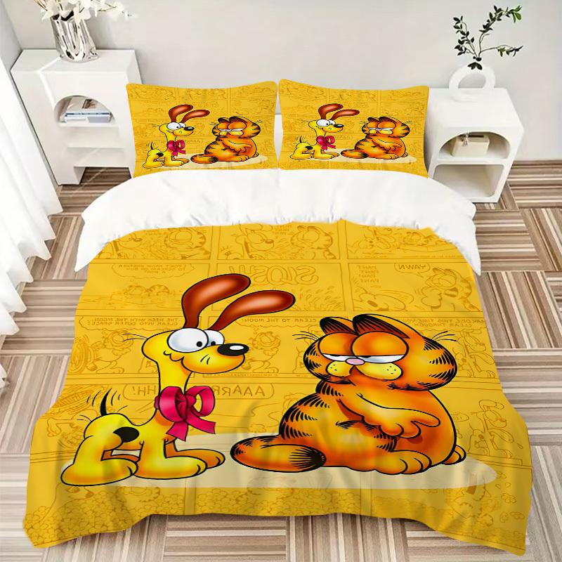 

3pcs bedding set Garfield Cartoon Comics Includes 1 Comforter+2 Pillowcases, Without Pillow Inserts, Soft Comfortable, Lightweight Breathable214 200x220cm