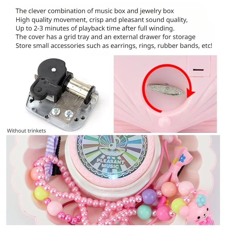 Princess-Themed Dance Girl Shell Music Box-Kids Mirror Jewelry Box Ideal Birthday Gift Cute Room Decoration Accessories Children
