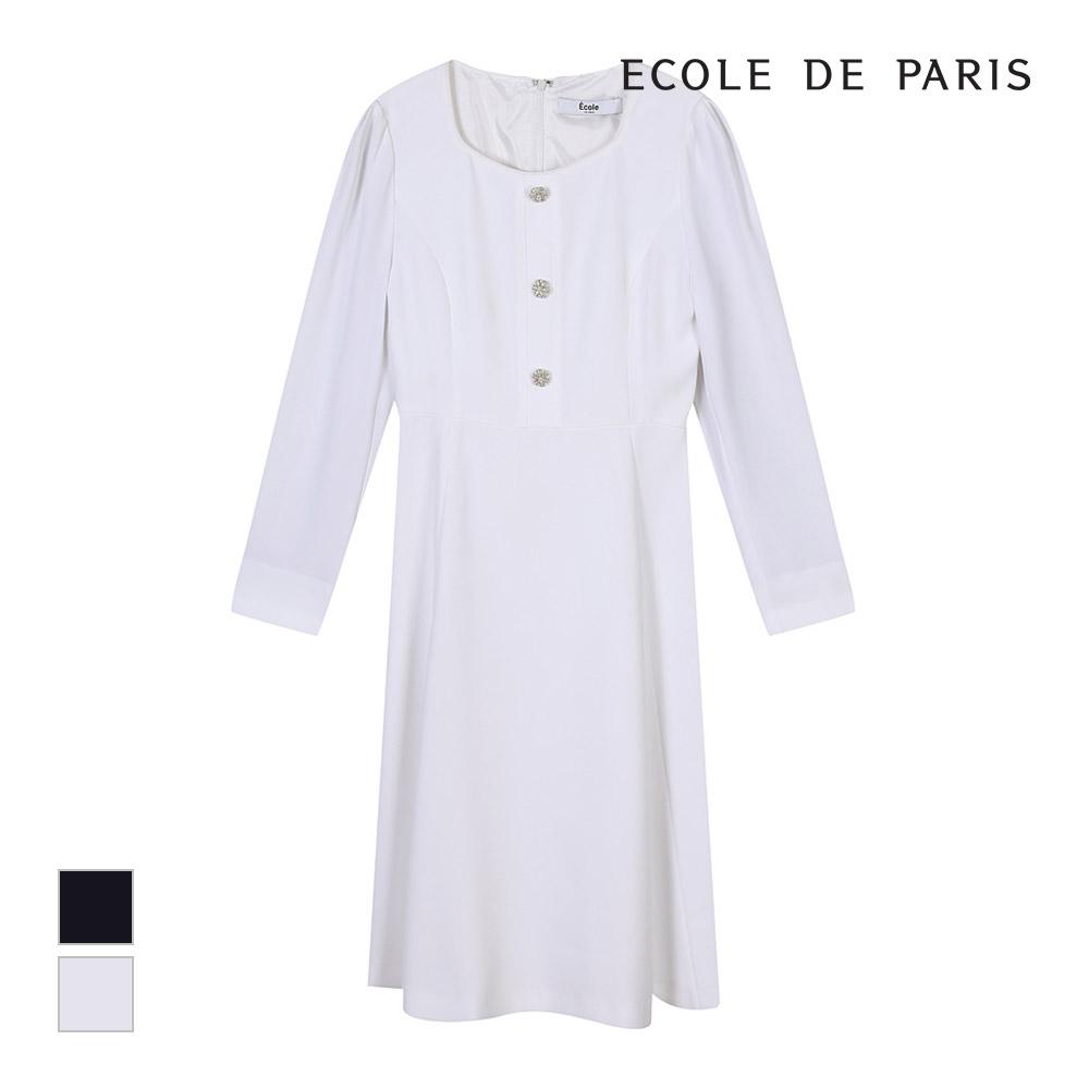 ECOLEDEPARIS Square Neck Belted Dress_Cb28Woa015A