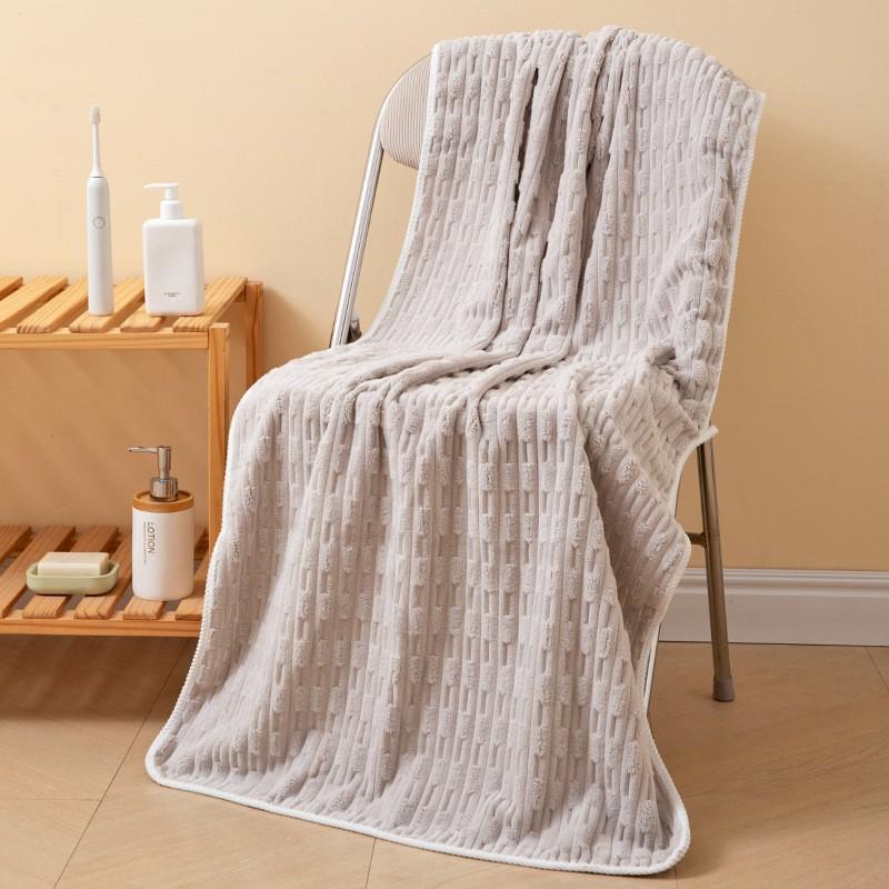 Deluxe Bamboo Fiber Velvet Bath Towel Set - Super Absorbent & Quick Dry Thickened Plush Spa Quality Coral Velvet Bath Towel