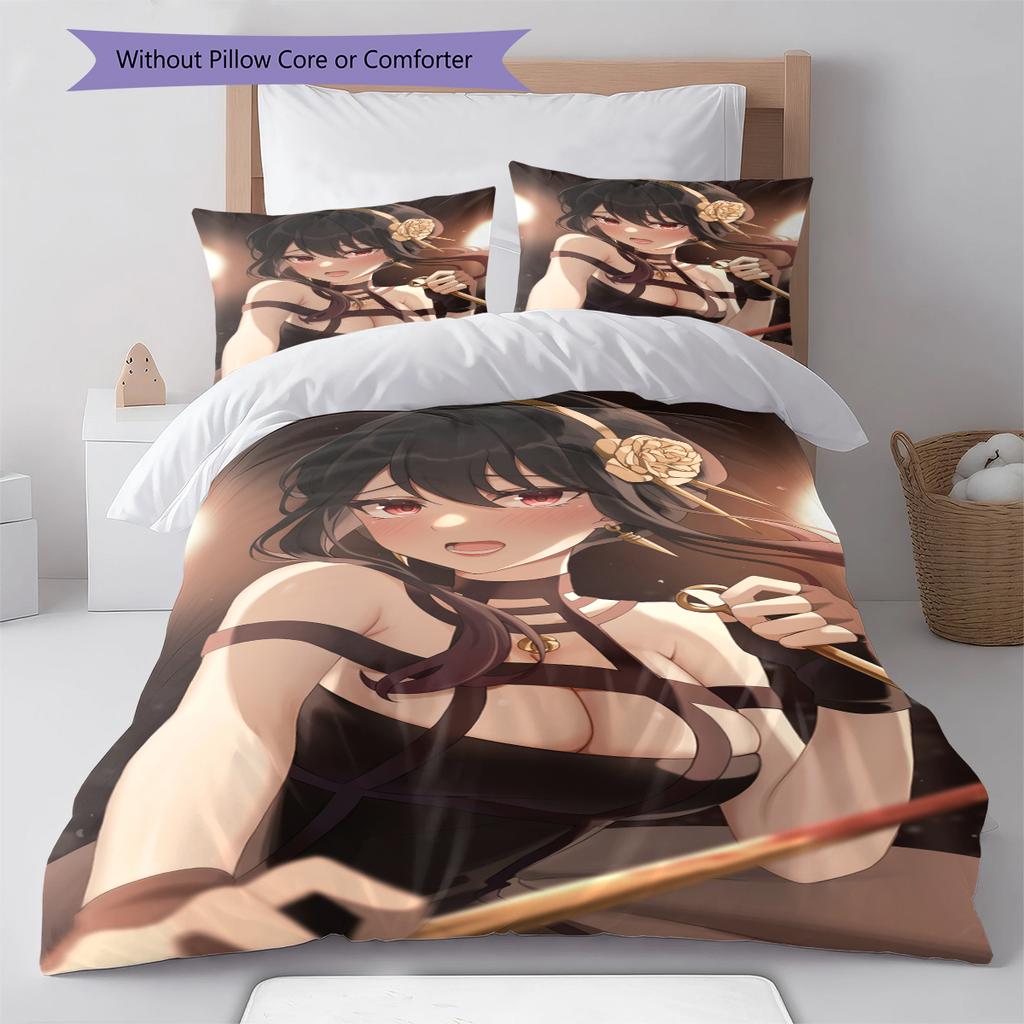 Set Copripiumino Trapuntato con Motivo Anime Federe Decorazione Casa Regalo di Compleanno (1 * copripiumino + 2 * federa, senza nucleo)
