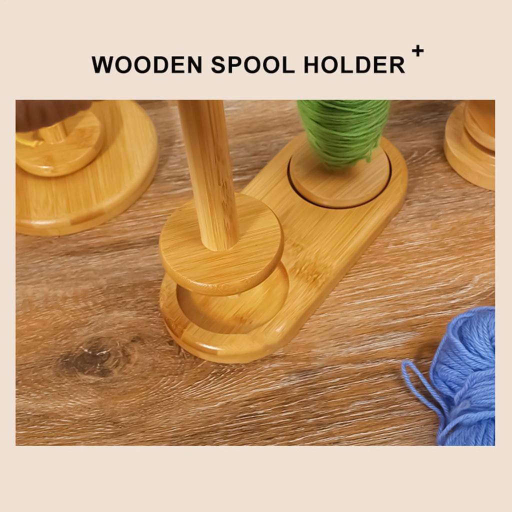 Yarn Holder Embroidery Thread Dispenser Double Bearing Wooden Yarn Holder Stand Storage Craft Tool For Beginners Home Sewing