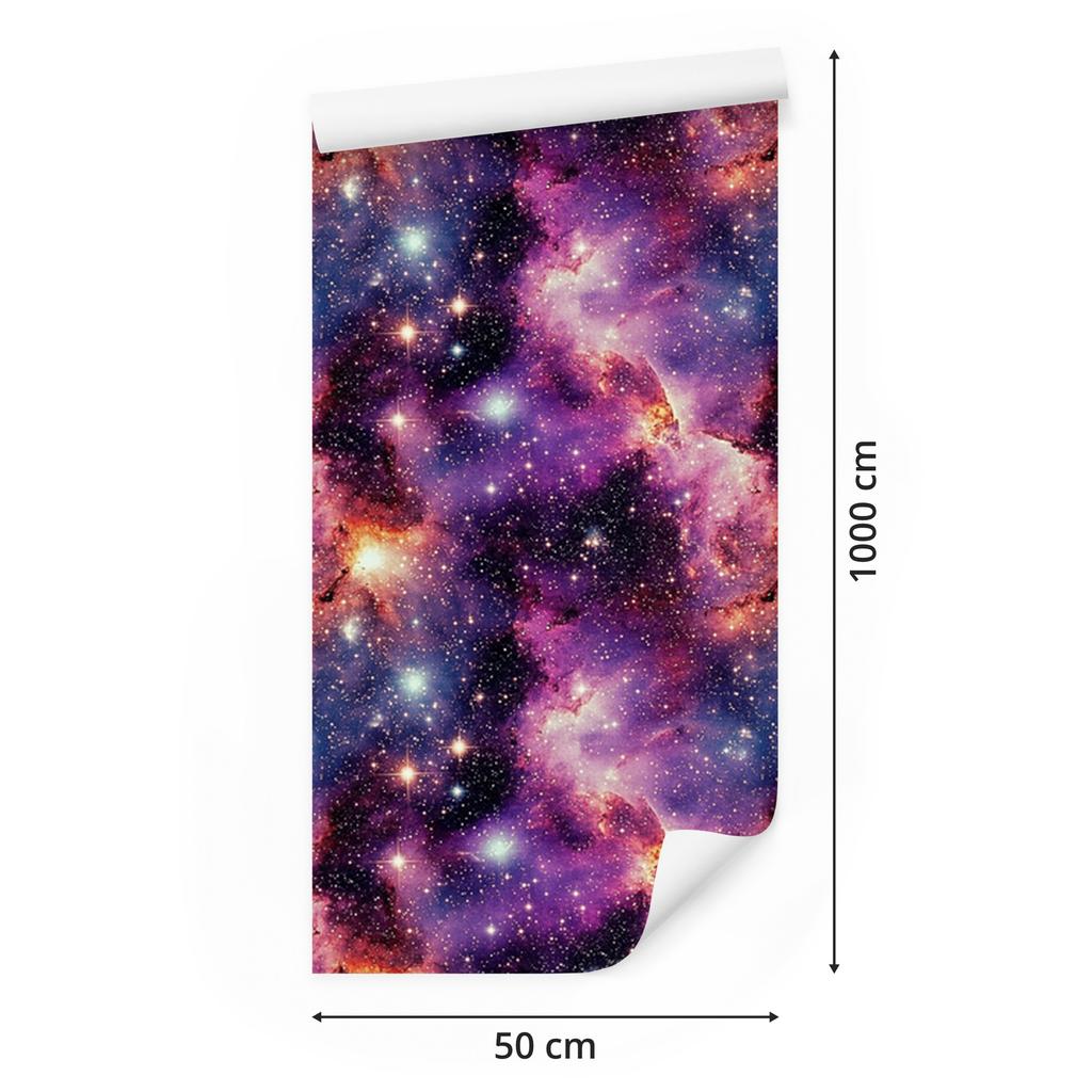 Watercolor Galaxy Wallpaper Purple and Plum for Living Room and Bedroom 50x1000
