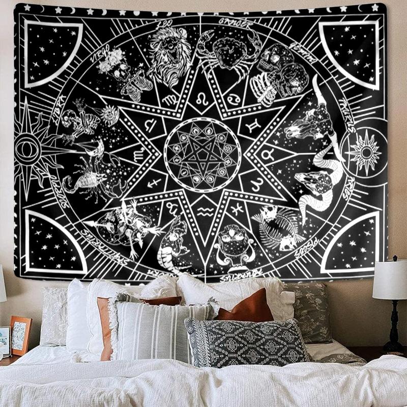 Astrological Symbols Mandala Tapestry Room Decoration Wall Hanging for Living Room Bedroom, Dormitory, Birthday and Christmas Gifts