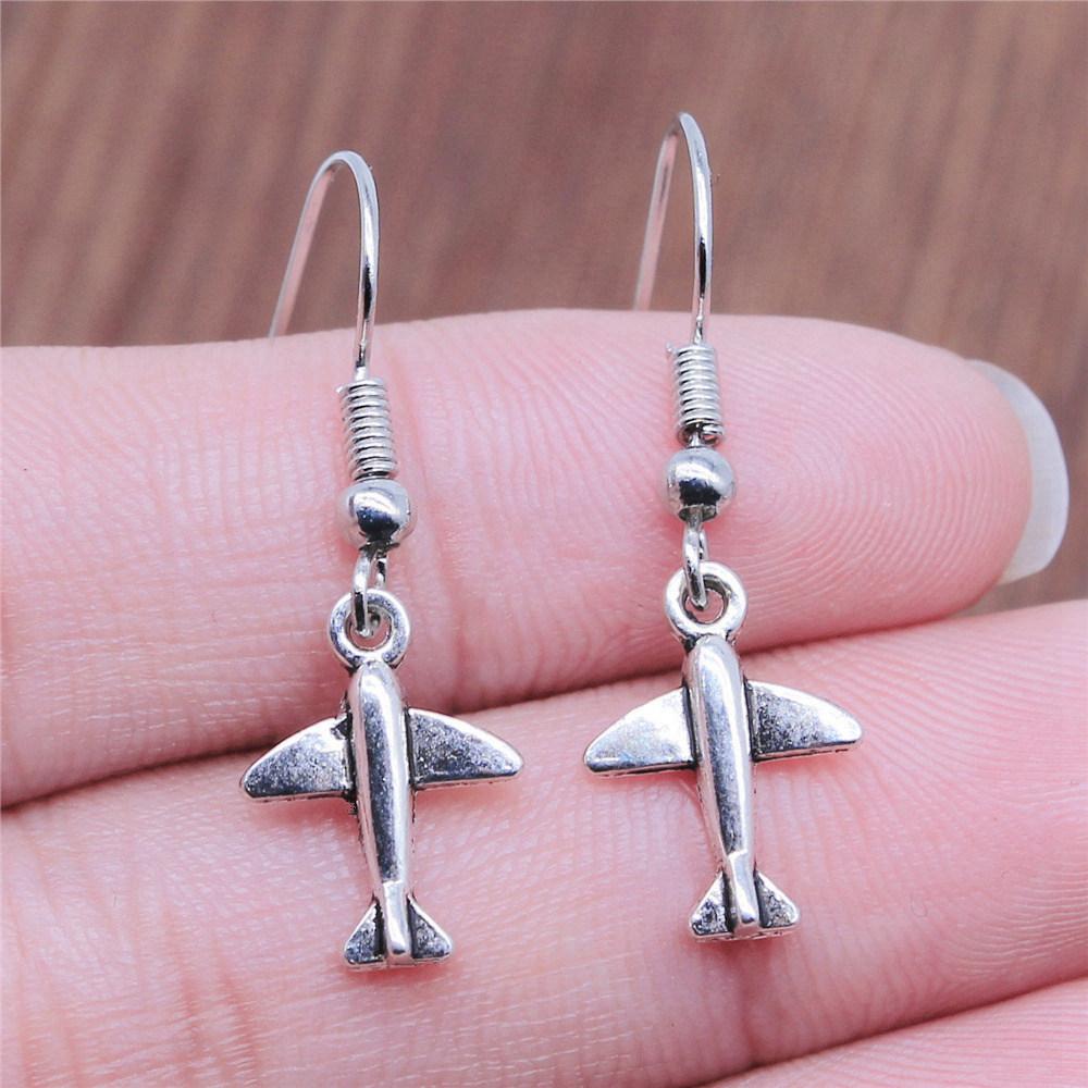 

Серьги-подвески Самолет Путешествие Рождество Винтажная бижутерия Материалы Размер серьги 18x19мм QE001 A02-1pair-11x15mm