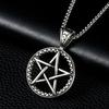 316L Rostfritt Stål Pentagram Hänge Halsband Vintage Satan Punk Hip Hop Biker Berlock Pentagram Halsband Smycken Grossist